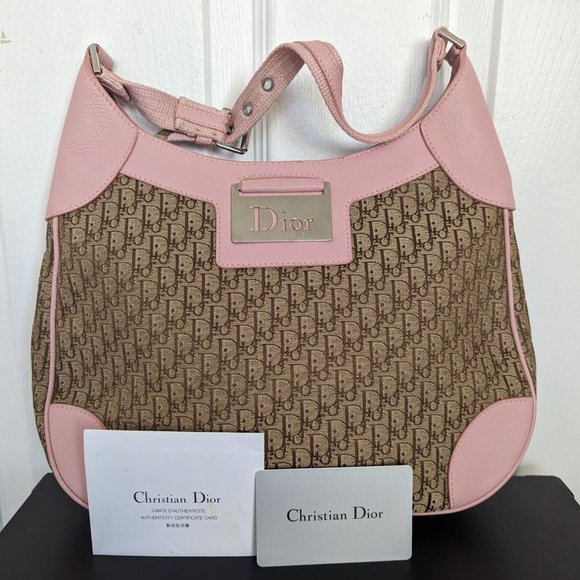 Vintage Dior Diorissimo Handbag with canvas beige and pink leather - Picture 9 of 16